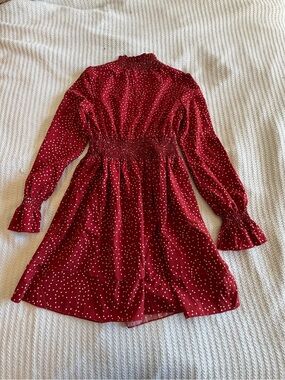 Girls' Red Polka Dot Long-Sleeve Dress
